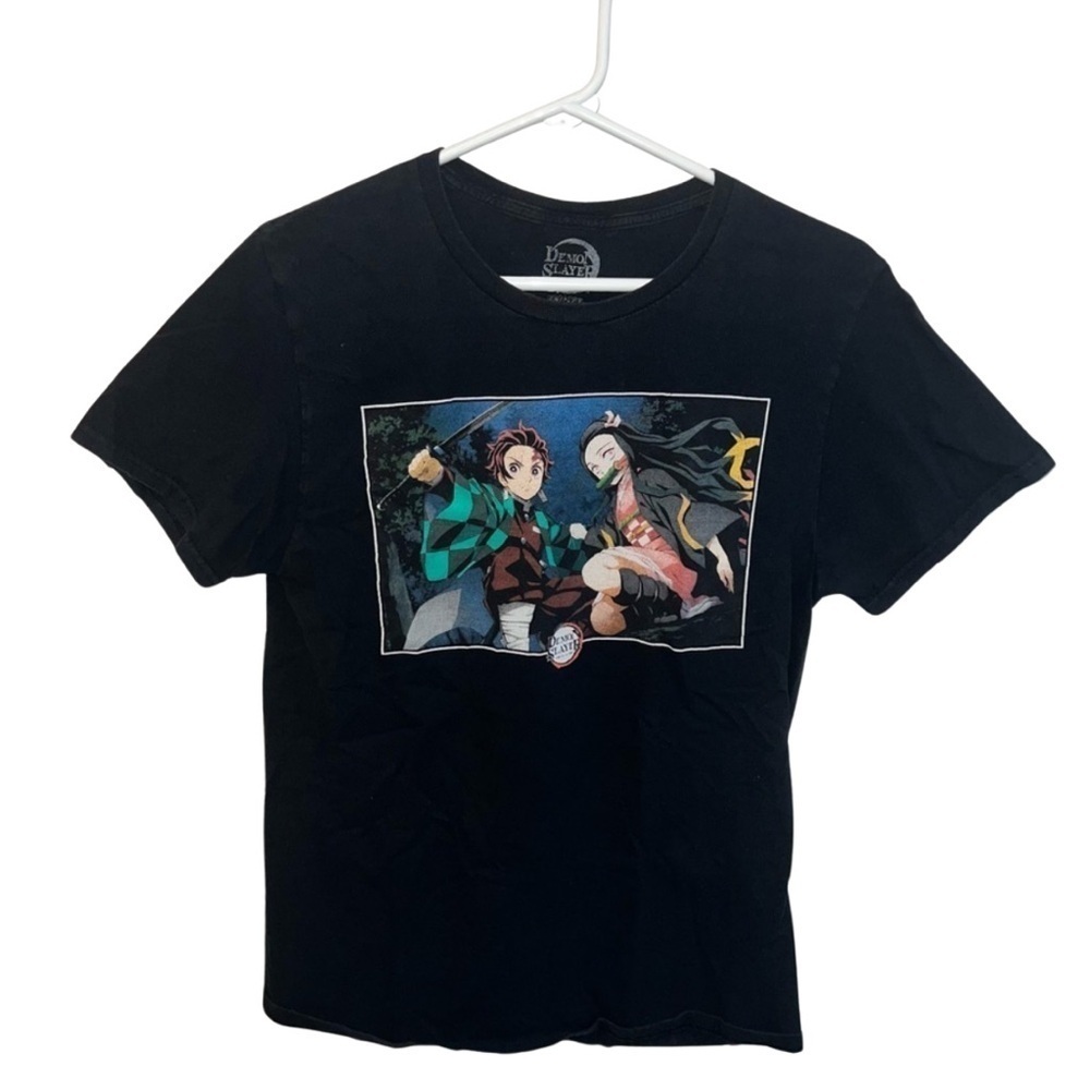 Demon Slayer Tanjiro & Nezuko Tee Medium Black Anime Graphic T-Shirt Cotton